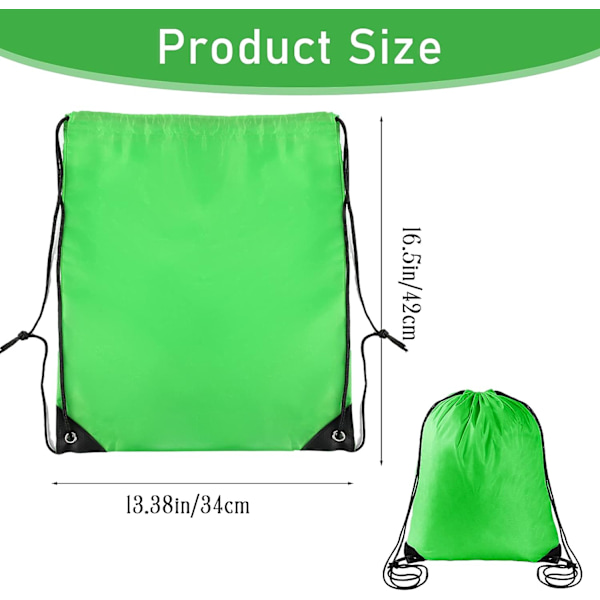 2 stk. Lysegrønne snøre rygsække Sports Cinch Sack String Bags Snøre Gym Bag Draw String Rygsæk Bulk Svømning String Bags