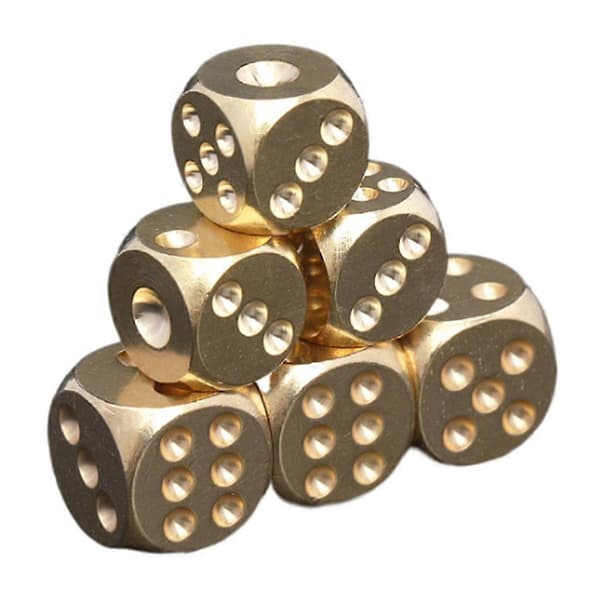 6 Pieces 13mm Copper Dice Polished Solid Home Decor Brass Dice Bar Accessories Game Tools Copper Metal Dice Copper Game Accessories