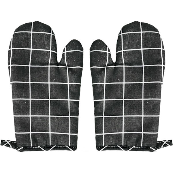 Ugnsvantar, 2 stycken 10,6 tum x 6,7 tum (ca 26,9 cm x 17,0 cm) Bomull Ugnsvante Grytlapp, Halkskydd Värmebeständiga Ugnsvantar (Svart)