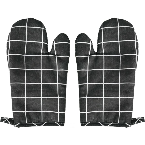 Uuninlämmönkestävät lapaset, 2 kpl 10,6 tuumaa x 6,7 tuumaa (noin 26,9 cm x 17,0 cm) Puuvillaiset uuninlämmönkestävät lapaset, liukumattomat lämmönkestävät uuninlämmönkestävät lapaset (musta)