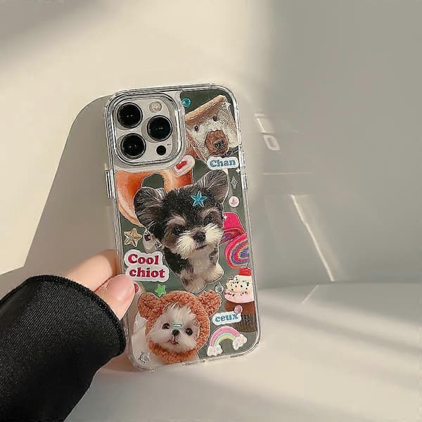 Søt valpespeil iPhone 14 Pro-deksel