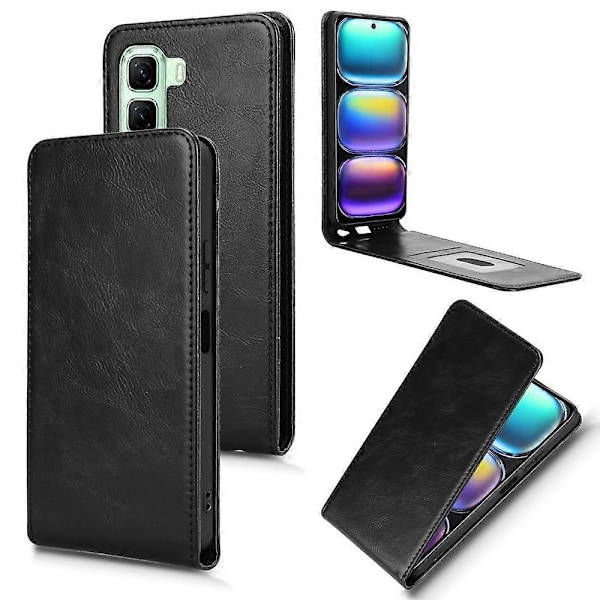 Vertikalt Flip Lærdeksel For Infinix Hot 50 4G Black