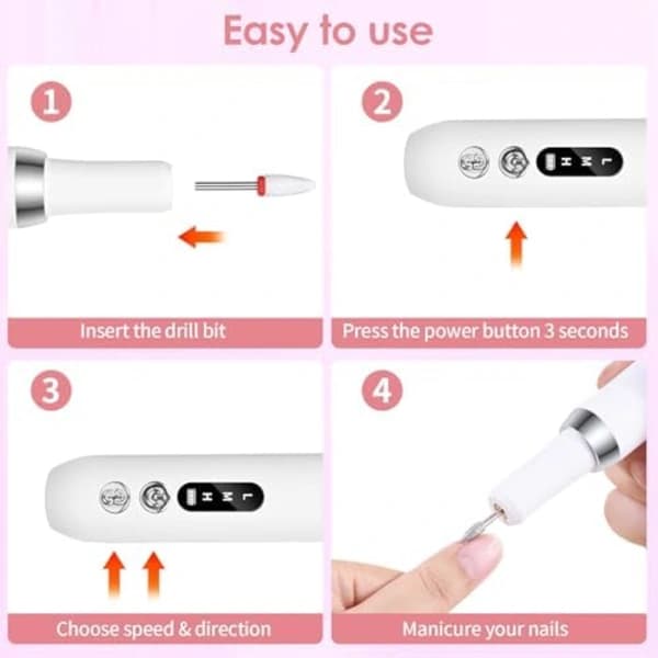 Electric Nail File, Professional, Rechargeable with Ceramic Nail Drill