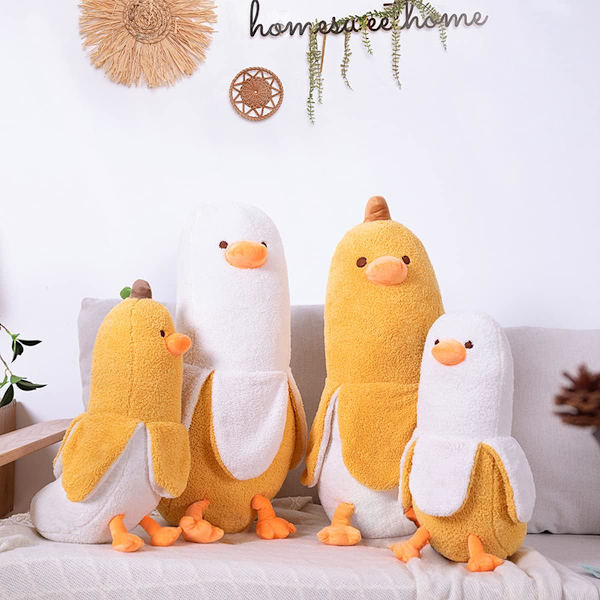 Banan And Duck Plys - Sød And Duck Plysdyr Kast Plys Legetøj Blød Krammepude (Hvid, 19.7\")