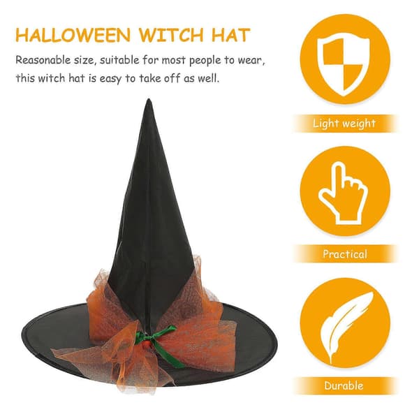 Oranssi noitahattu Halloweeniin 2 kpl Cosplay-asusteet
