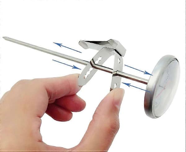 Madtermometerclips i rustfrit stålholder til grill, friturestegning, mælk, stegning, 6-pak sølv