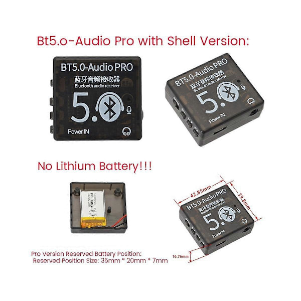 BT5.0 PRO ljudmodul med fodral MP3 ljudavkodare med mikrofon förlustfri billjudförstärkare DIY