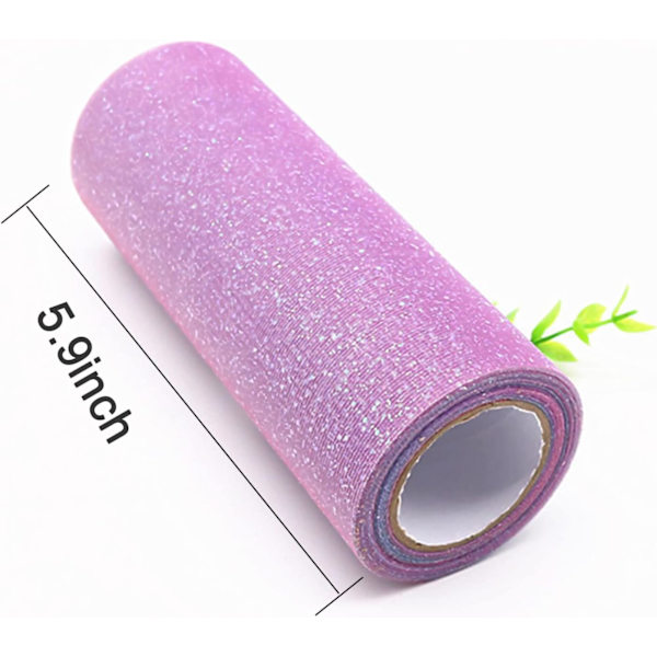 Tylltyg Regnbåge Glitter Tyll Bordslöpare 15cm x 9m Gradient Tyllband för Tutu Bröllopsfest Dekorationer Hantverk Tyllrulle
