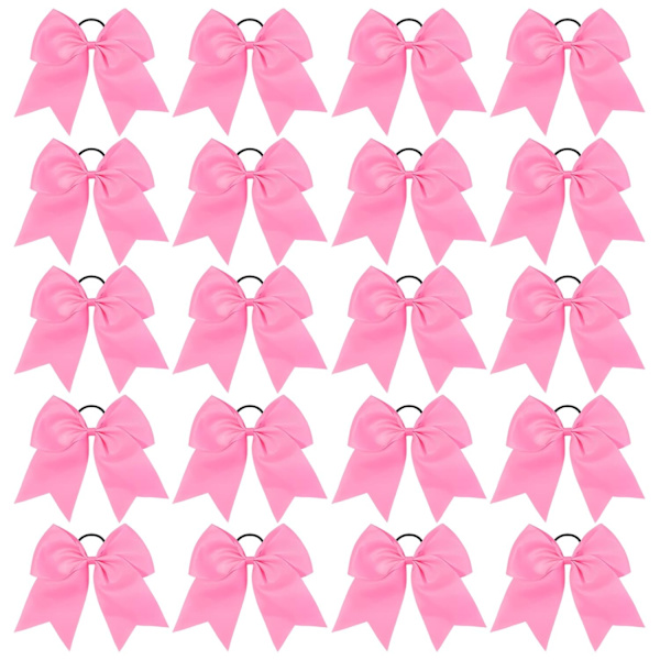 20 st 8 tum Cheer Hair Bows Stora Cheerleading Stora Hair Bows med Ponytail Holder Handgjord Grosgrain Ribbon Hårtillbehör för Tonårsflickor (Rosa)