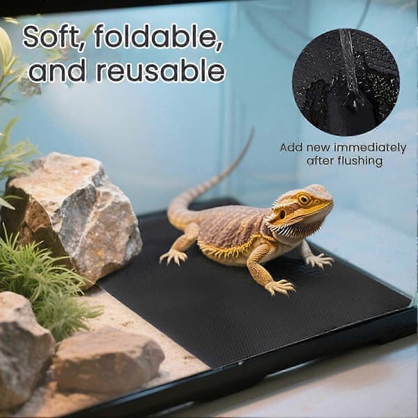 Reptilmatta, skärbar terrariesubstratfoder, halkfri skäggagammatta för orm S