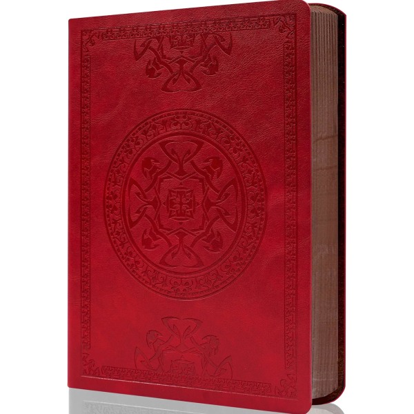 Lær Vintage Journal for Menn Myk Omslag 256 Linjede Sider Notatbok 180 Ligg Flatt for Skriving Reise Dagbok, 5.7'' x 8.3'', Rød