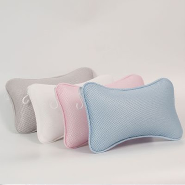 Badkudde med 2 sugkoppar nackkudde gjord av polyester Snabbtorkande Enkel rengöring - Komfort badkudde-Vit