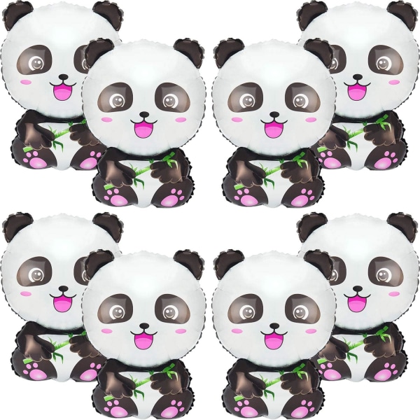 8 delar Pandaballonger Tecknad Pandaformade folieballonger Zoo Djurballonger Pandafesttillbehör Grattis på födelsedagen Pandaballonger för barn