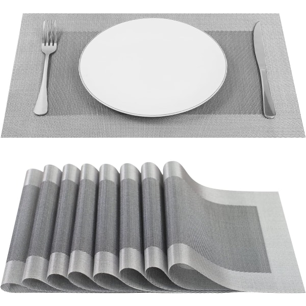 Set med 8 bordstabletter Halkfri, tvättbar värmebeständig PVC bordstabletter för matbord Röd 45×30 cm