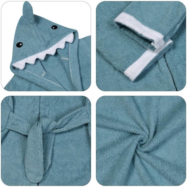 Baby barnhuva morgonrock, huva badrock, huva handduk söt, one size, blå haj  2615 | Fyndiq