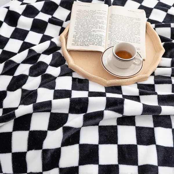 Svart myk flanellsofadekke (70x100 cm)