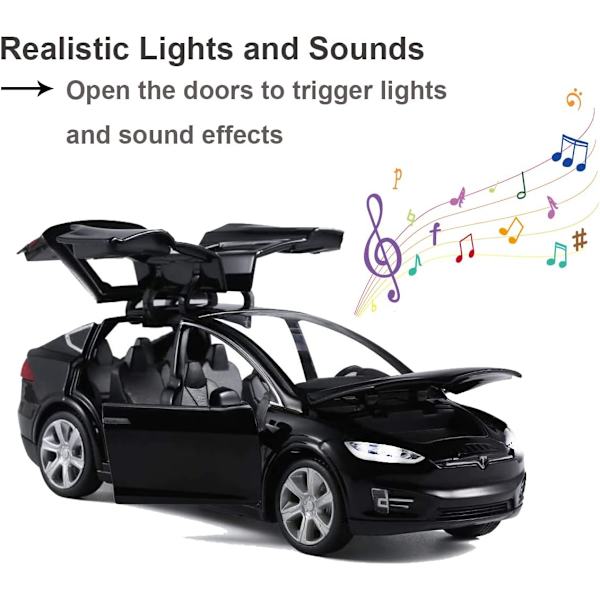 Legetøjsbiler Model X 1:32 Tilbage Træk Køretøjer Diecast Bilmodel Biler Legetøj til Drenge og Piger 3 til 12 År Gammel Sort