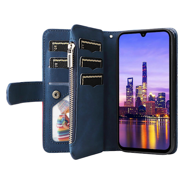 Multifunktionellt Fodral För Samsung Galaxy A16 Fodral Dragkedja Plånbok Läder Telefonskydd Ställ Blue
