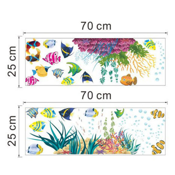 väggdekal färgglada I väggmålningar: 130x42 cm I väggtatuering badrum kakel klistermärke fisk korall hav sjö