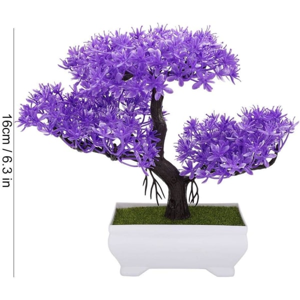 Kunstig Bonsai Træ Falsk Plante Dekoration Blomst Potteplante Hjemmekontor Dekoration Falsk Potteplante (Lilla Ceder)