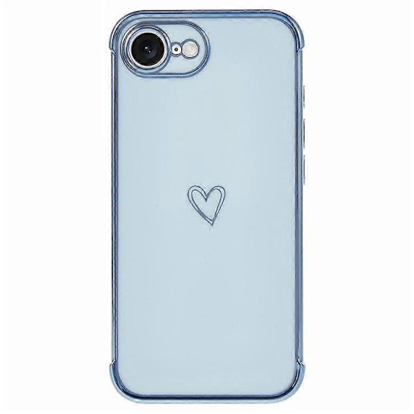 Case for iPhone 16e, Love Pattern, TPU Phone Case, Electroplated Edge (Blue)
