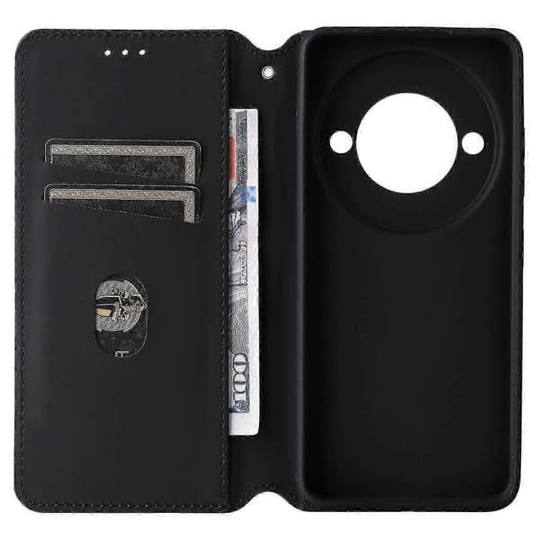 Wallet Case for ZTE Blade A75 5G nubia Focus, Diamond Pattern Leather Case - Black (Silver)