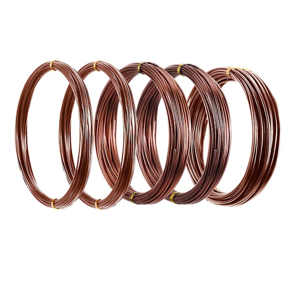 5-pack Bonsai-tråd Bonsai-träd Träningsvajrar Anodiserad aluminium Hantverk DIY-trådar Band för hantverk, storlek 1,0 mm/1,5 mm