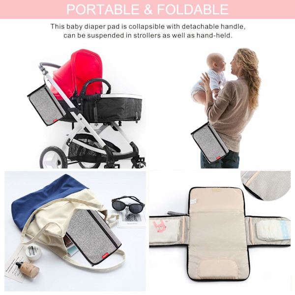 Baby pusleunderlag til på farten, bærbar pusleunderlag, baby pusleunderlag, foldbart pusleunderlag, pusleunderlag