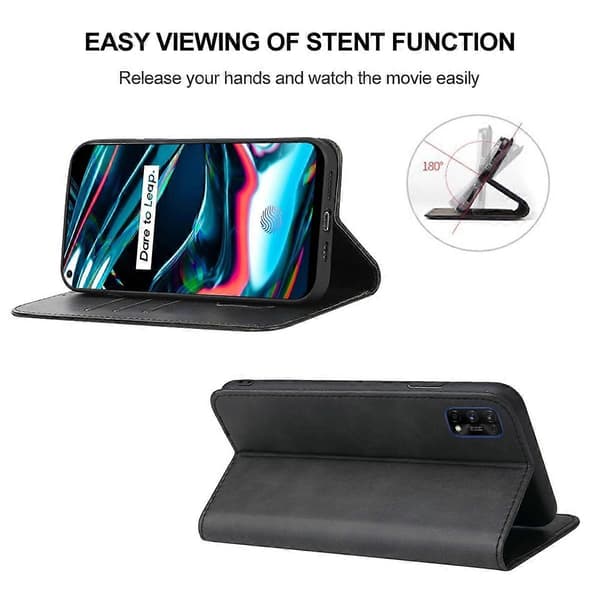 Magnetic Leather Case for Realme 7 Pro (Black)