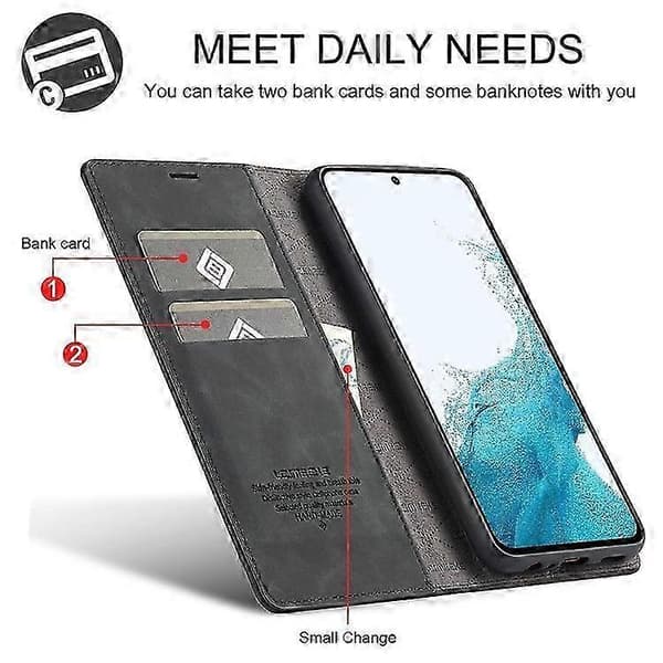 LC.IMEEKE Compatible Case for Samsung Galaxy S25 Wallet Microfiber Leather Phone Cover (Black)