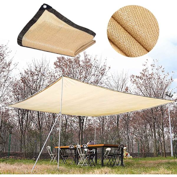 Beige rektangulär skuggskydd 90% UV-beständig andningsbar och resistent skuggskydd 2mx3m(6.5x9.8ft) Anpassningsbar