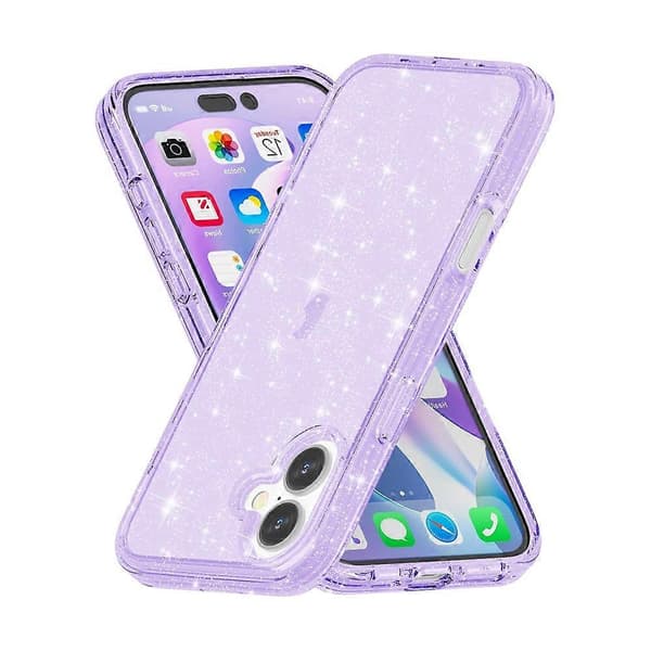 Støtsikkert Terminator Glitter Pulver Mobilskall (Lilla, For iPhone 16 Plus)
