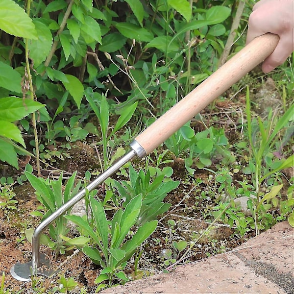 Ogräsverktyg Förlängd Design Smidd Rostfritt Stål Ogräsrensare 4-Tandad Dubbelhuvud Ogräsrensare