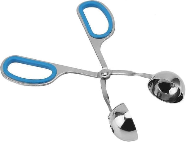 Kødbolleske i rustfrit stål med non-stick belægning og ergonomisk greb til køkkenbrug (blå)