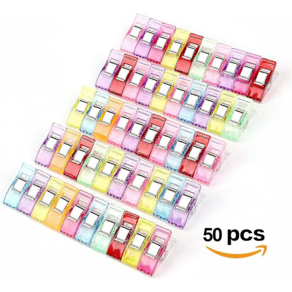 Sæt med 50 stk. plastikclips til binding, syning, håndarbejde, assorterede farver 2,7 * 1 * 1,5 cm
