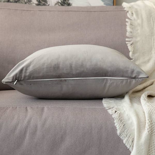 Sæt med 2 dekorative fløjls pudebetræk Sofa pudebetræk Super glat blød dekoration Hjem Stue Soveværelse til 2 stykker sofa 30X50CM Grå
