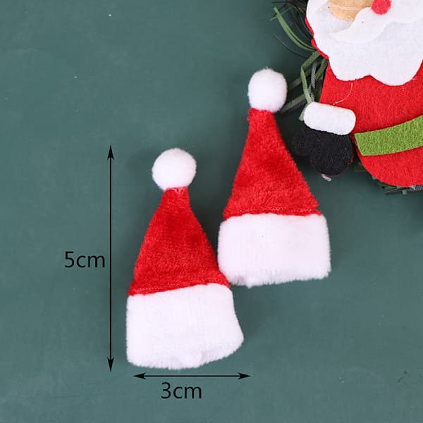 2 pcs Dollhouse Miniature Santa Hat Doll Red Hat 3*5cm 3*5cm