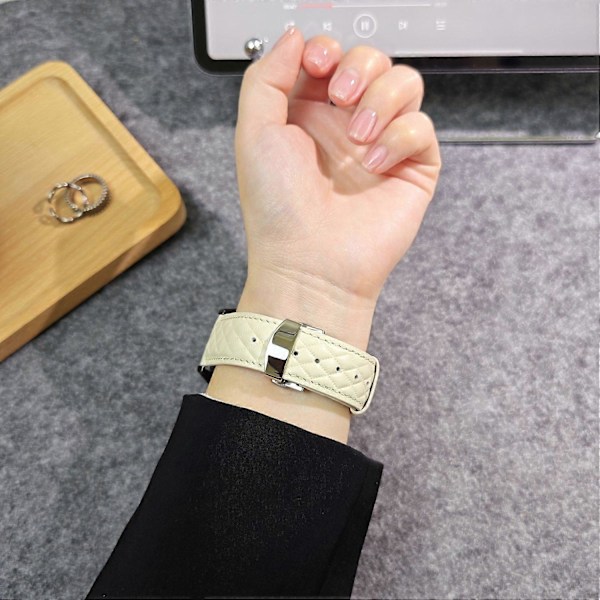 Armband i äkta läder med rombstruktur för Huawei Watch GT 5 Pro 46 mm/GT 5 46 mm 22 mm Style C