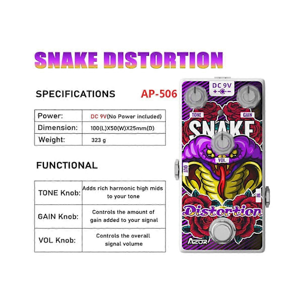 AP-506 Gitarr Effekt 12 Zodiac Series Snake Distortion Gitarrpedal Effekt Distortion Pedal Gitarr