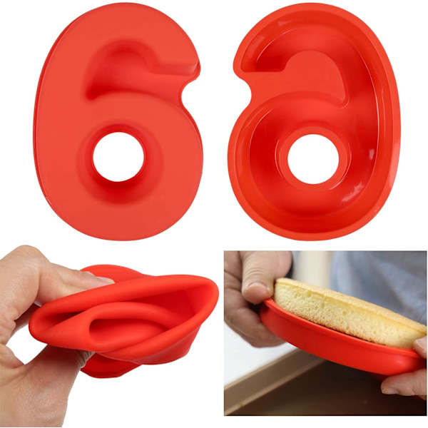 Kakaform Silikon Siffror Stort Nummer 7 Bakform Bakning Födelsedag Jubileum Födelsedagstårta 20 X 25 Cm (Multi-Way)-6-Röd