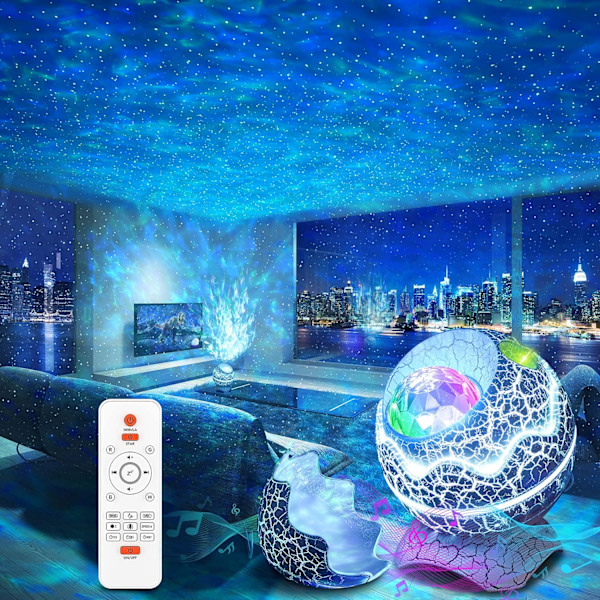 Stjärnprojektor, galaxprojektor för sovrum, fjärrkontroll och vit brus Bluetooth-högtalare, 14 färger LED-nattlampor för barnrum