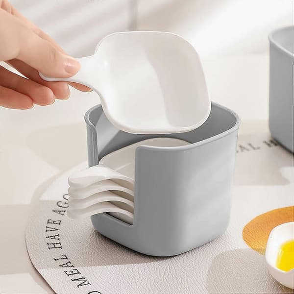 6 STK Mini Dipskåle med Håndtag Firkantede Plastik Saucekopper til Krydderier, Snacks, Mikrobølgesikre