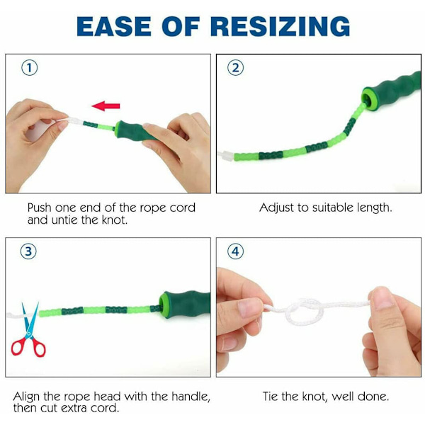 Hoppetov med perler, Springtov justerbar til voksne børn, Tangle-Free Speed Rope-Grøn