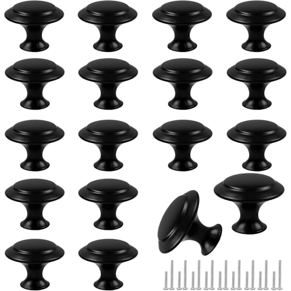 18 Pieces Drawer Knobs, 30mm Black Cabinet Knobs, Drawer Handles and Knobs, Dresser Knobs, Kitchen Knobs, Dresser Drawer K