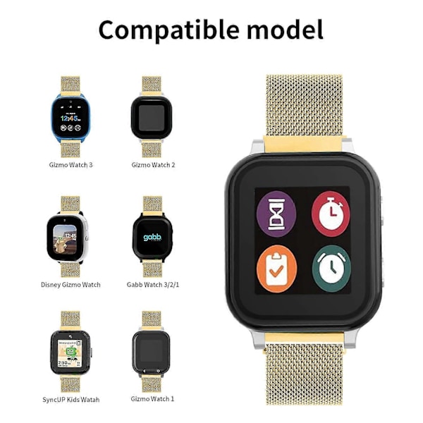 Til Verizon Gizmo Watch 1 Smartwatch Rem Milanese Mesh Bånd Rustfrit Stål Magnetisk Armbånd Style B