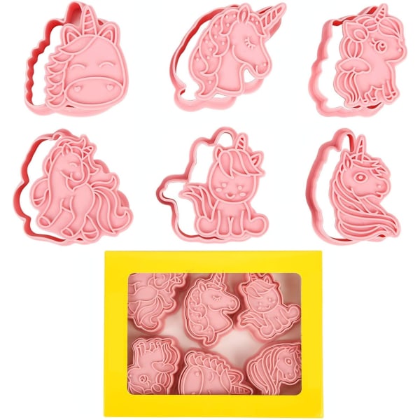 PCS Unicorn Cookie Cutter Plast Stempler Cookie Cutters Former for Barn Biscuit Cutters Barn Unicorn Baking Sett for DIY Baking.