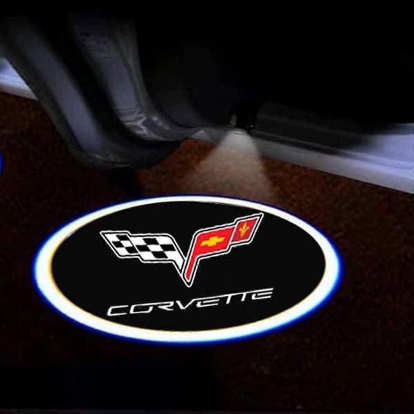 2 stk Passer til Chevy Corvette Bildørslampe Logo Spøgelsesskyggelamper Velkomstlampe