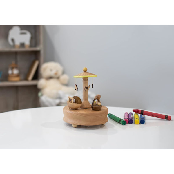 Sovende baby trækorn 6 tommer bøg træ optrækkelig musikalsk figur