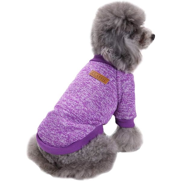 Hunde tøj hund sweater blød fortykkelse varm hvalp hunde skjorte vinter hvalp sweater til hunde (lilla, M)