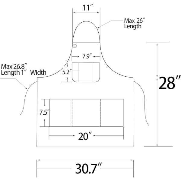 Bomullsdenimförkläde Mjuk - Unisex Justerbar Haklappsförkläde med 5 Fickor Perfekt för Kök